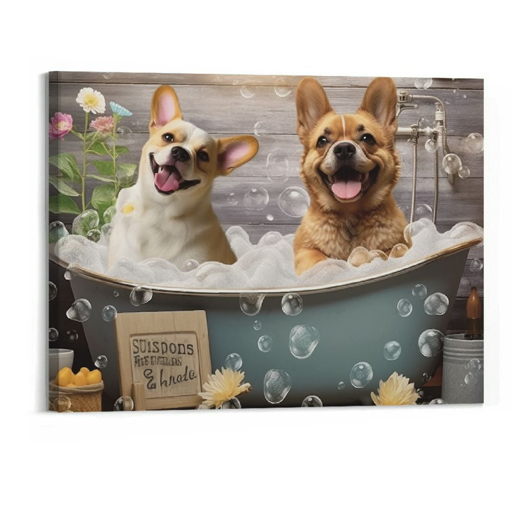 BCIIG Funny Bathroom Wall Art Animal Dog Wall Art Farmhouse Bathroom ...