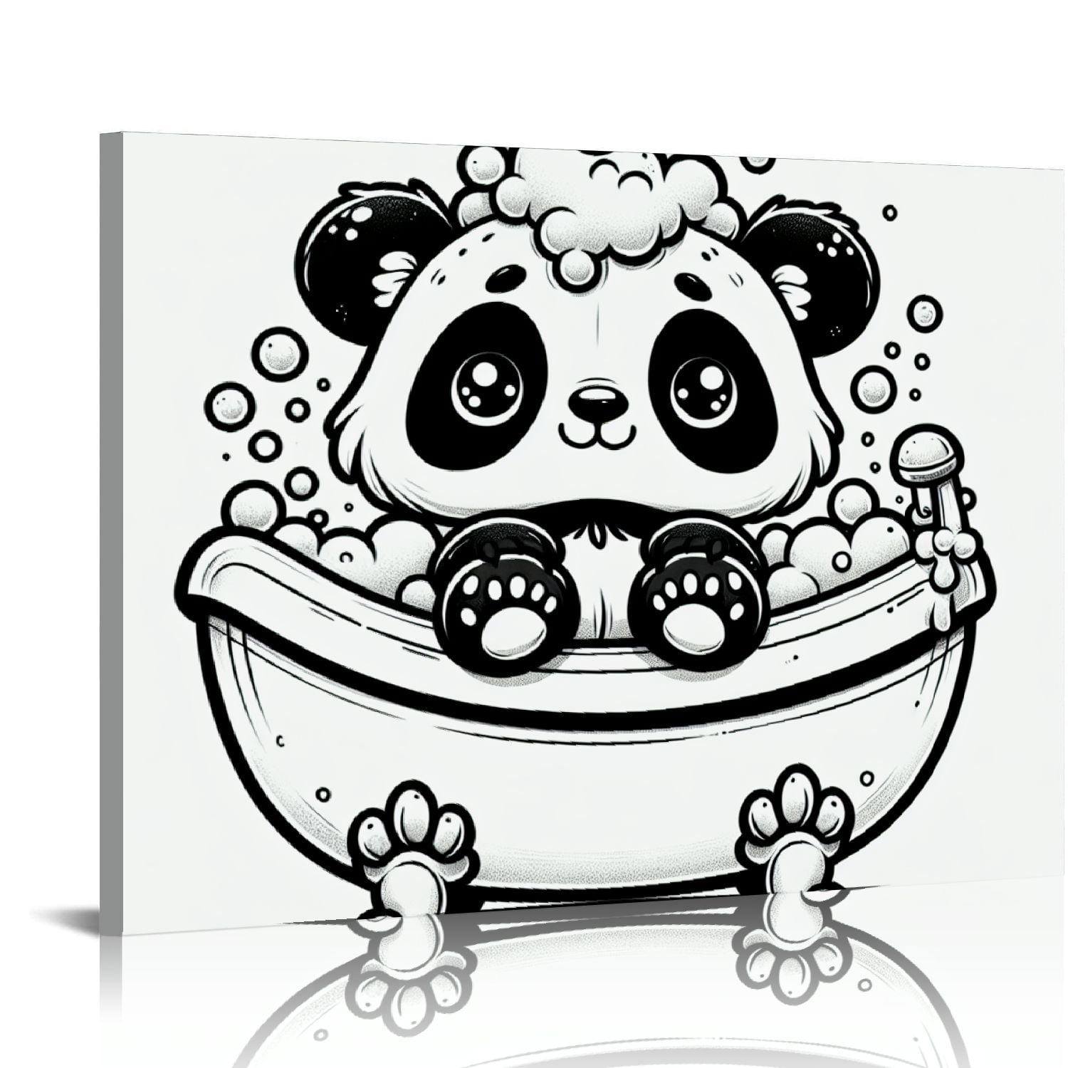 BCIIG Funny Bathroom Wall Art Panda Bathroom Wall Decor Black And White ...