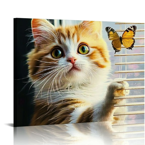 BCIIG Funny Cat Wall Art Cat Pictures Wall Decor Kitty Canvas Print Just Breathe Painting Home Artwork For Living Room Bathroom Bedroom Kitchen Office 20x16in