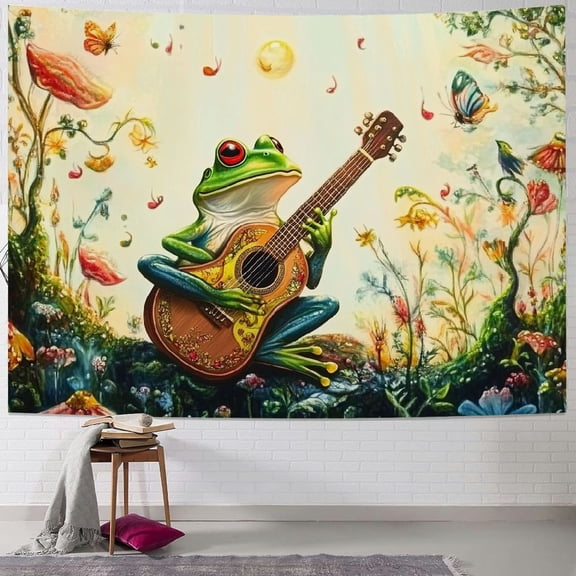 BCIIG Funny Frog Tapestry Red Mushroom Tapestries Moon Stars Wall Tapestry Large Plants Tapestry for Bedroom Hippie Aesthetic Tapestry Wall Hanging 40x30inch