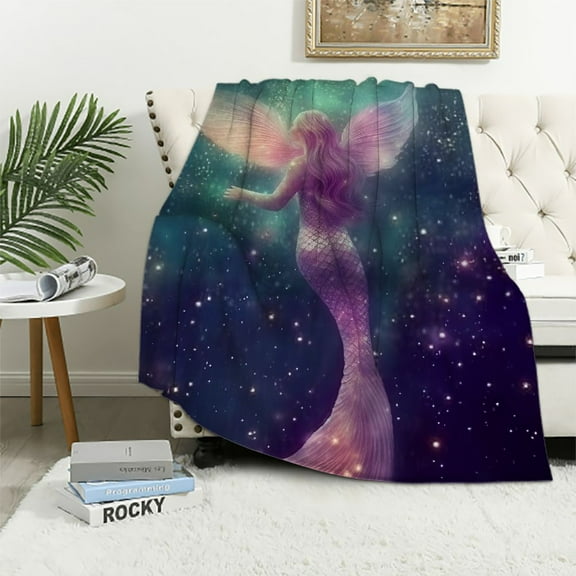 BCIIG Funny Mermaid Tail Throw Blanket - Soft Plush, Lightweight, Warm, Fuzzy Flannel Blanket for Couch, Bedroom, Travel, Bed - Perfect Comfy Gift  40x50in