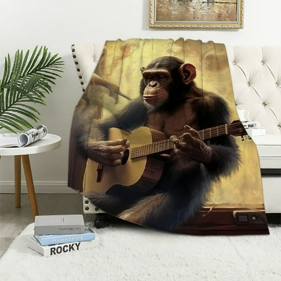 BCIIG Funny Monkey Throw Blanket - Soft Plush Flannel Blanket, Lightweight, Comfy, Fuzzy, Warm, Anti-Pilling for Sofa, Bedroom, Bed, Living Room, Outdoor 40x50in