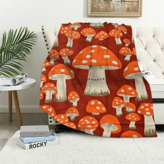BCIIG Funny Mushroom Throw Blanket - Soft Plush, Lightweight, Warm, Fuzzy Flannel Blanket for Couch, Sofa, Travel, Outdoor - Perfect Comfy Gift for All  50x60in