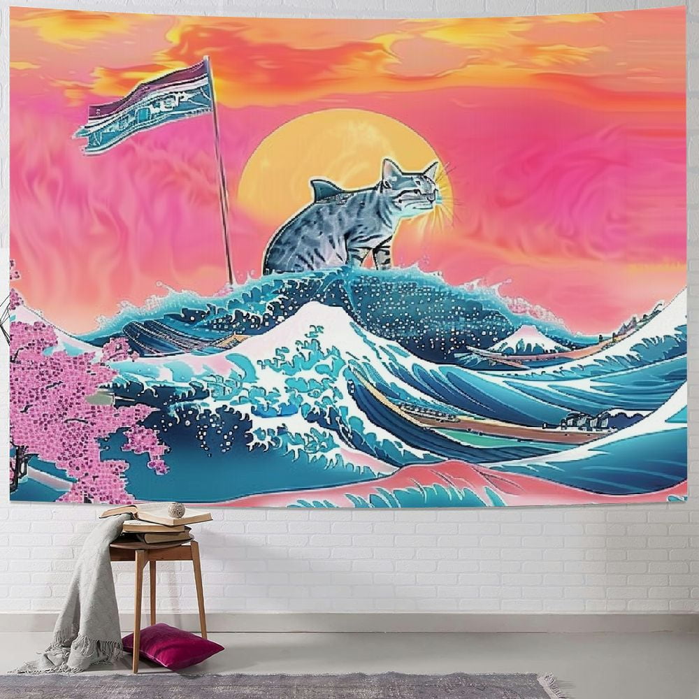 Japanese wave painting tapestry sale