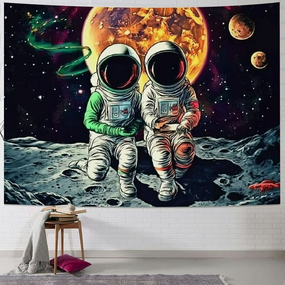 BCIIG Funny Space Astronaut Alien Tapestry for Men Guys Bedroom, Cool Trippy Universe Planet Art Tapestries Wall Hanging College Dorm Boys Room Decor Psychedelic Blacklight Galaxy 60x50inch