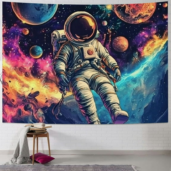 BCIIG Funny Space Astronaut Balloon Tapestry, Trippy Galaxy Universe Planets Cool Tapestries for Teens Boys College Dorm Bedroom Grunge Room Poster 40x30inch