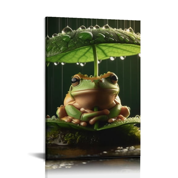 BCIIG Funny frog wall decoration, vintage frog mushroom picture wall art, canvas print,  home art for bathroom, bedroom, kitchen, office