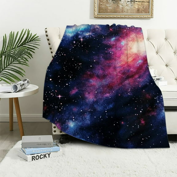 BCIIG Galaxy Blankets and Throws, Star Starry Sky Night Outer Space Blanket for Adults Kids Boys Gifts, Universe Themed Blue Pueple Navy Throws for Bed Sofa Soft  Blankets Present  40x50in