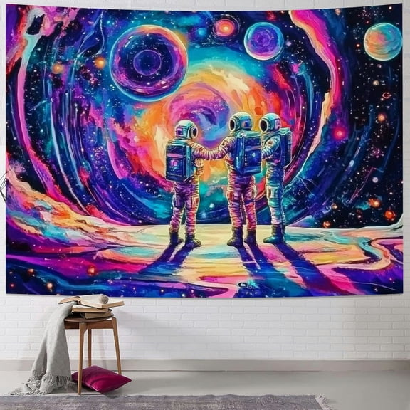 BCIIG Galaxy Space Tapestry  Astronaut Tapestry Trippy Fantasy Starry Sky Wall Tapestry  Colorful Glow in the Dark Tapestry Wall Hanging for Bedroom 40x60inch