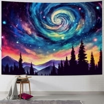 BCIIG Galaxy Space Tapestry Colorful Starry Sky Tapestry Trippy Mountain Tapestry Misty Forest Tapestry Fantasy Landscape Tapestry Wall Hanging Decor for Home 40x30inch