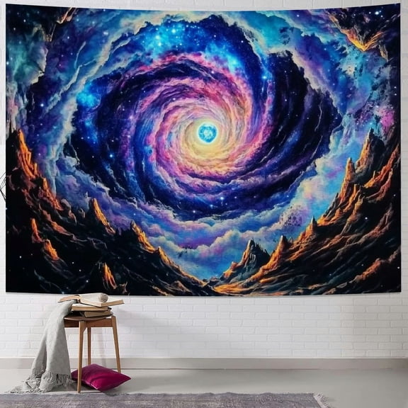BCIIG Galaxy Space Tapestry  Reactive Planet Mountain Tapestry Trippy Plant Floral Wall Tapestry Mysterious Starry Sky Tapestry Wall Hanging for Bedroom Decor 40x60inch