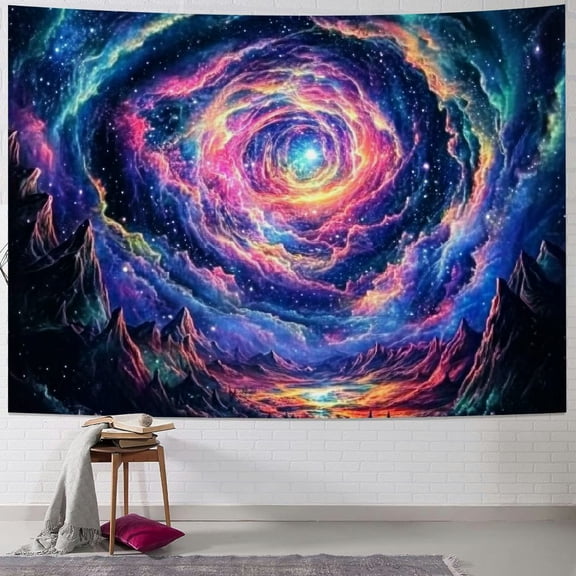 BCIIG Galaxy Space Tapestry  Reactive Planet Mountain Tapestry Trippy Plant Floral Wall Tapestry Mysterious Starry Sky Tapestry Wall Hanging for Bedroom Decor 40x30inch