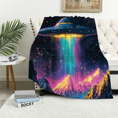 BCIIG Galaxy UFO Blanket Gifts for Girls Boys Teens Space Decor Throw Blanket Cozy Plush Flannel Warm Soft Lightweight Fuzzy Winter Colorful Universe Blanket for Women Bed Sofa Couch 40x50in
