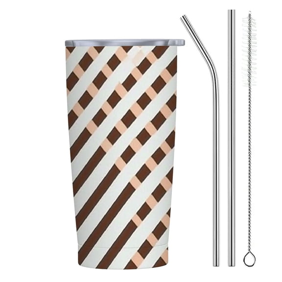 BCIIG Geometric Checkered Pattern Op Art 20oz Car Tumbler with Straw 304 Stainless Steel Environmental Protection and Health Easy to Use 20oz