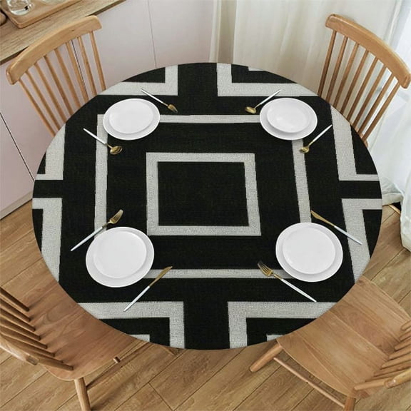 BCIIG Geometric Pattern Op Art Round Table Cover Stain Resistant Washable 100% Polyester Fiber Ideal for Indoor Outdoor Kitchen Dining Wedding Parties Home Kitchen Holiday Dinner Table Cloth 31"-35