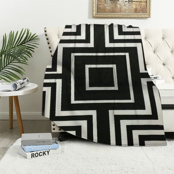 BCIIG Geometric Pattern Op Art Warm Lightweight Blanket Soft Fleece Throw Blanket All Seasons Sofa Decor Cow Gifts Blanket for Adults and Children Flannel Material Blanket 50x60in