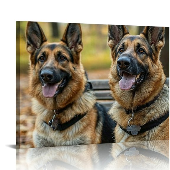 BCIIG German Shepherd Dogs Canvas Wall Art Print for Home Office Bathroom Decor 16x12in