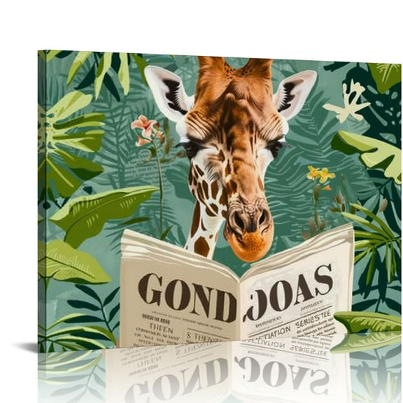 BCIIG  Giraffe Bathroom Wall Art Funny Animal Bathroom Prints Giraffe  Tropical Boho Bathroom Jungle Art Decor Eclectic Maximalist Wall Art Fun Cloakroom Wall Art Posters Framed  20x16in