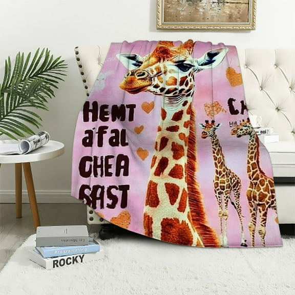 BCIIG Giraffe Blanket Giraffe  Throw Blanket for Women, Men and Kids Just A Girl Who Loves Giraffes Blanket  Cozy Throw Blanket Best Gift Home Decor for Bed Couch Outdoor 40x50in