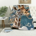 thumbnail image 1 of BCIIG Giraffe Bubbles Surrealism Flannel Blanket Warm Lightweight Soft Fleece Throw Blanket for All Seasons Living Rooms Sofa Decor Cow Gifts Blanket 60x80in, 1 of 1