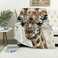 thumbnail image 1 of BCIIG Giraffe Flower Crown Warm Lightweight Blanket Soft Fleece Blanket for Living Rooms Sofa Decor Cow Gifts All Seasons 50x60in, 1 of 6