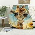 thumbnail image 1 of BCIIG Giraffe Flowers Sky Warm Lightweight Blanket Soft Fleece Blankets Throw Blanket Living Rooms Sofa Decor Cow Gifts for All Seasons Exquisite Gifts 40x50in, 1 of 6