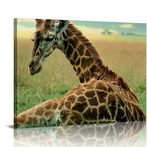 BCIIG Giraffe Pictures Canvas Wall Art Animal Prints Wall Decor、For Living Room Bedroom Office With 20x16in