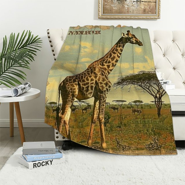 BCIIG Giraffe Trees Field Warm Lightweight Soft Fleece Blanket for All