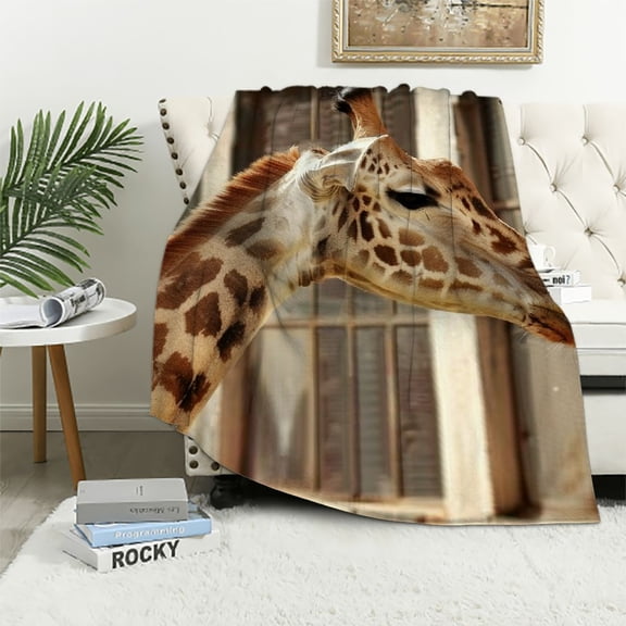 BCIIG Giraffe Warm Lightweight Blanket Soft Fleece Blankets Throw Living Rooms Sofa Decor All Seasons Gifts 50x60in