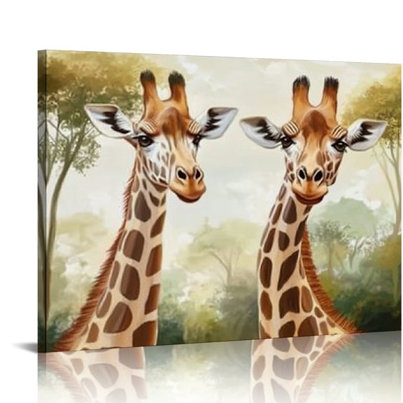 BCIIG Giraffes Forest Trees Canvas Wall Art Home Decor 16x20 16x12in