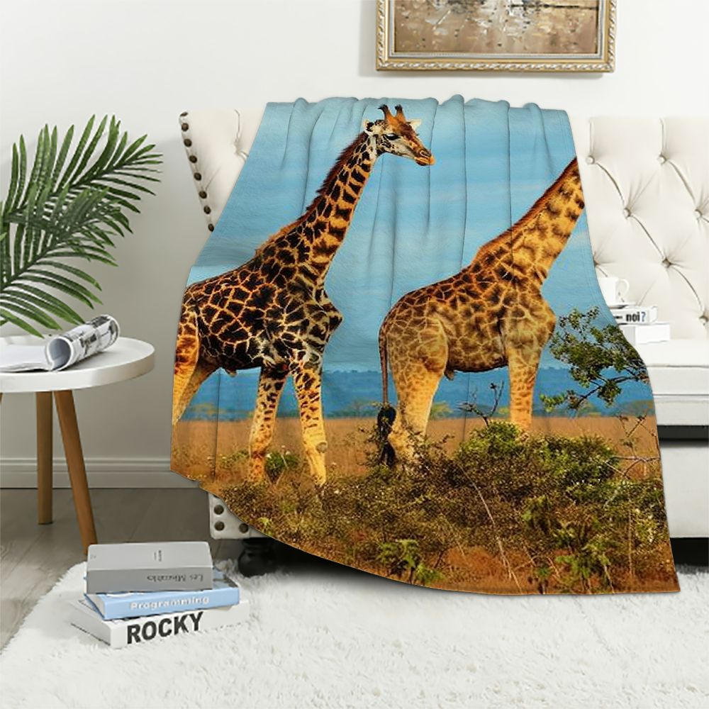 BCIIG Giraffes Trees Field Warm Lightweight Fleece Blanket Soft Flannel