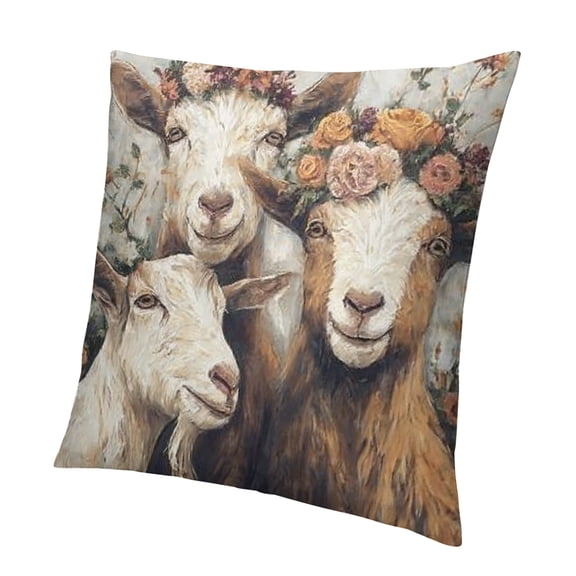 BCIIG Goats Flowers Painting Aesthetic Decorative Pillowcase 22x22in