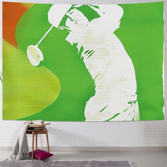 BCIIG Golf Player Ball Vector Art Tapestry Wall Hanging Unique Style Home Decor for Living Room Bedroom Farmhouse Dorm - 4 Sizes Available 40x30inch