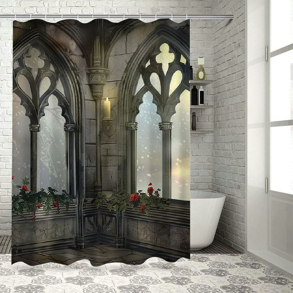 BCIIG Gothic Shower Curtain, Vintage Style Ottoman Palace Balcony for