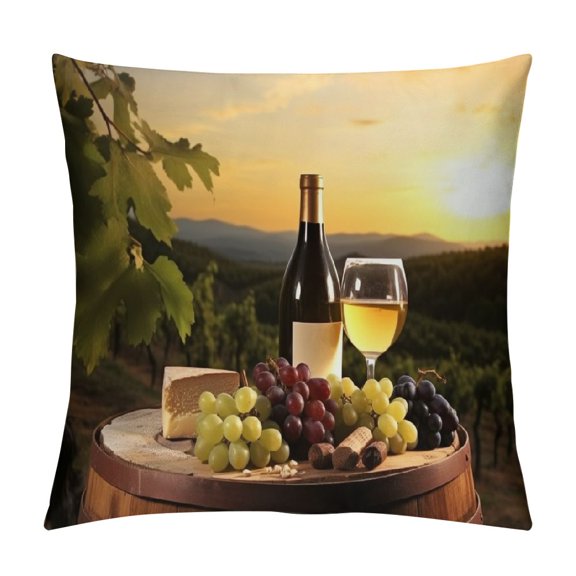 BCIIG Grapes Vineyard Sunset Graphic Decorative Throw Pillow Cover for Home Couch Living Room Bed Sofa Pillow Covers Autumn Aesthetic Decor 1PC 20x20in