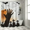 thumbnail image 1 of BCIIG Graveyard Hand Reaching Out Bats Bathroom Décor Set with Hooks 100% Polyester Stylish Shower Curtain for Bathroom Halloween Chic Modern Bathroom Decor Shower Curtain 60"x72, 1 of 7