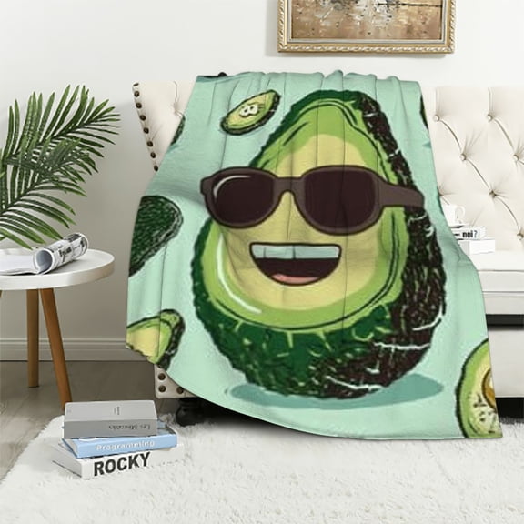 BCIIG Green Cute Avocado Blanket, Funny Fruit Throw Blankets, Soft Warm Lightweight Cozy Cartoon Throws, Gifts for Kids Adult, for Living Room Bedding Couch Decor   50x60in