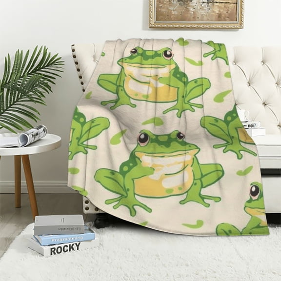 BCIIG Green Frog Warm Lightweight Blanket Soft Fleece Throw Blanket for All Seasons - Ideal for Living Rooms, Sofa Decor and Gifts - Available in Multiple Sizes 60x80in