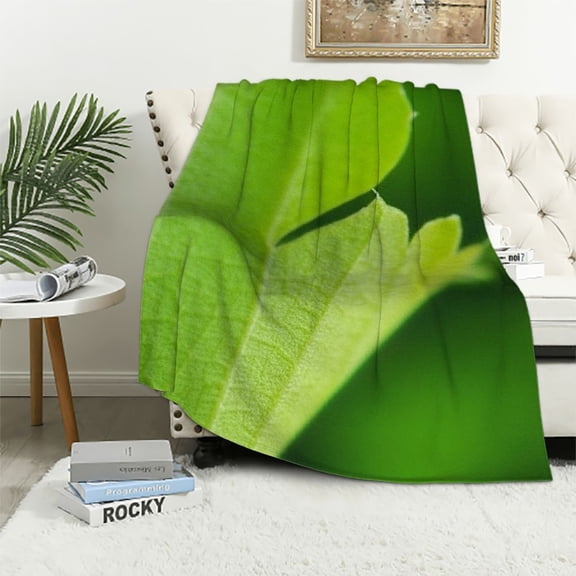 BCIIG Green Leaf Blanket Flannel Plant Throw Blankets Soft Plush Giant Leaf Blanket Leaves Design for Bed Couch and Sofa Leaf Blanket Leaf Design Accent for Plant Lovers 60x80in