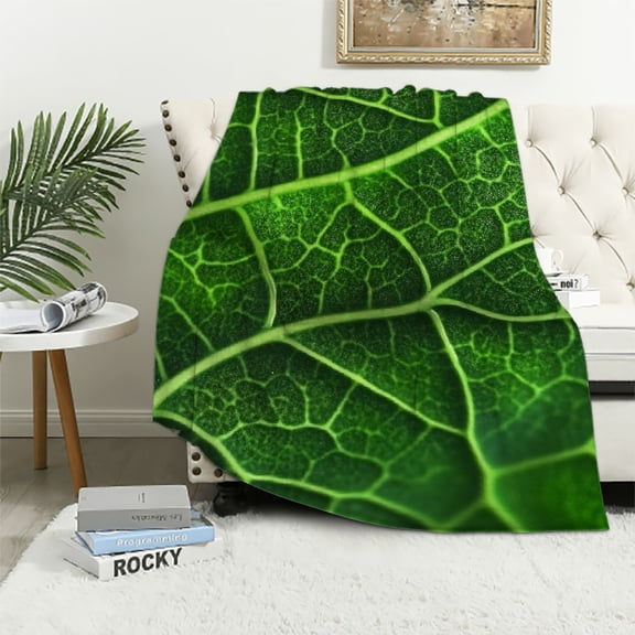 BCIIG Green Leaf Blanket Flannel Plant Throw Blankets Soft Plush Giant Leaf Blanket Leaves Design for Bed Couch and Sofa Leaf Blanket Leaf Design Accent for Plant Lovers 40x50in