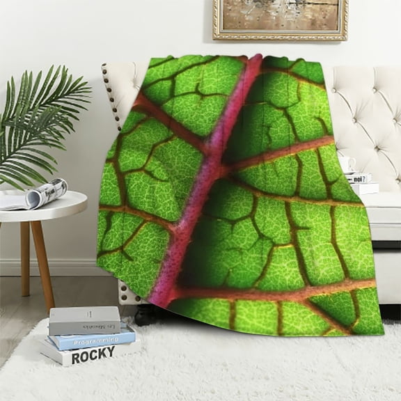 BCIIG Green Leaf Blanket Flannel Plant Throw Blankets Soft Plush Giant Leaf Blanket Leaves Design for Bed Couch and Sofa Leaf Blanket Leaf Design Accent for Plant Lovers 50x60in