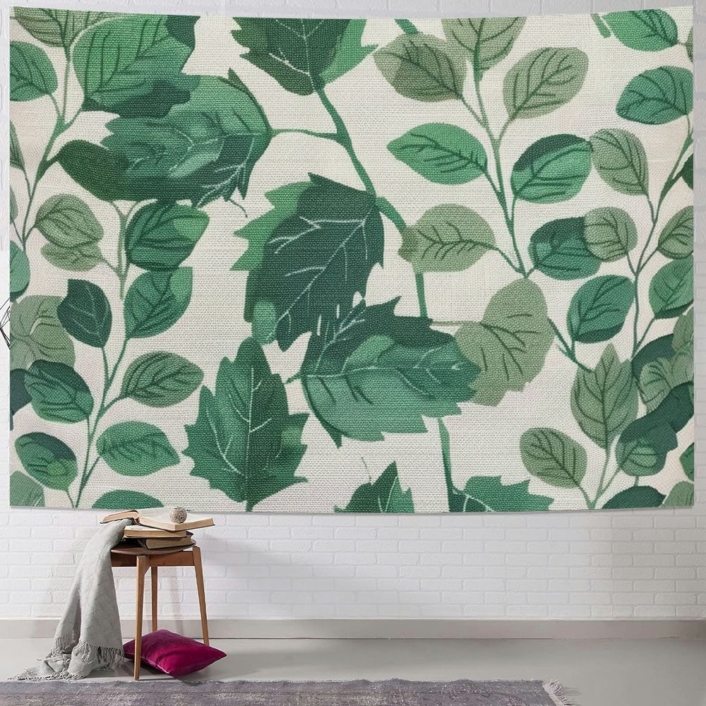 BCIIG Green Leaf Pattern Tapestry Wall Hanging Unique Style for Home
