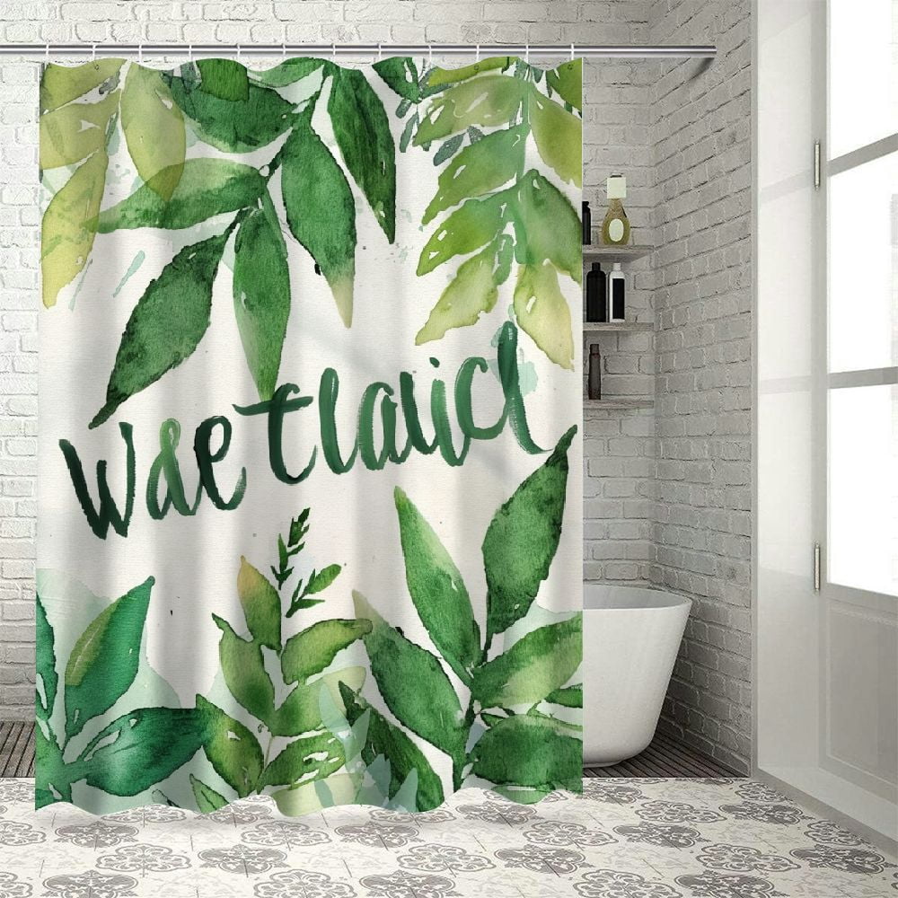 BCIIG Green Leaves Bathroom Decor Set with Hooks, Colorful Luxurious ...