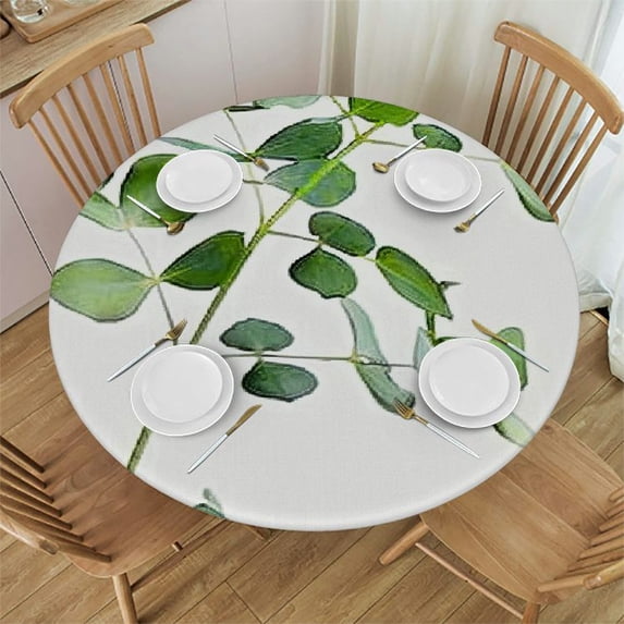 BCIIG Green Leaves Round Tablecloth Stain-Resistant & Washable for Indoor Outdoor Restaurants/Parties100% Polyester Fiber Outdoor Picnic Camping Kitchen Dining Party Ideal Home Kitchen Decor 31"-35