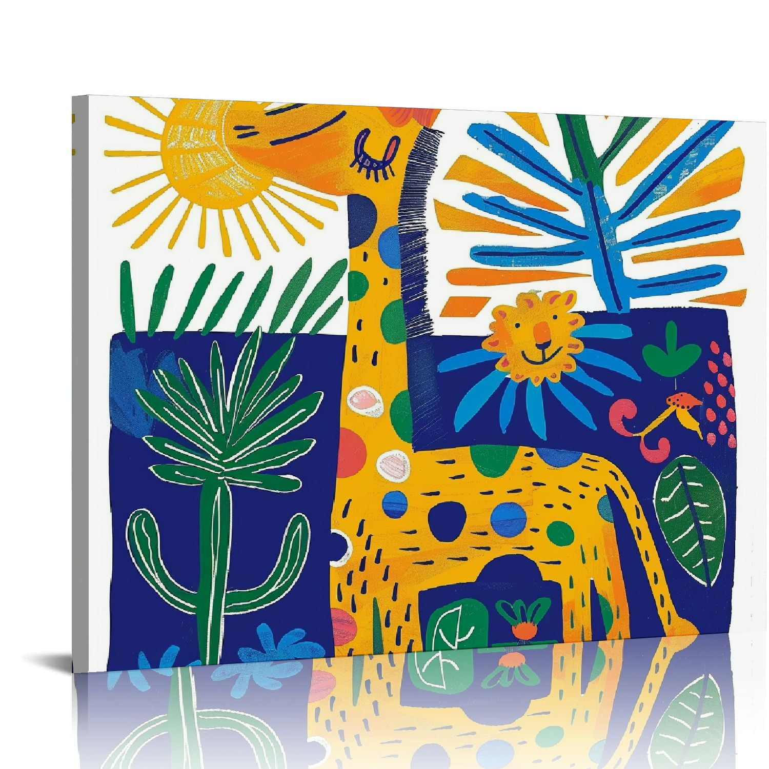 BCIIG Groovy Sun Retro Giraffe Print Floral Art Abstract Art