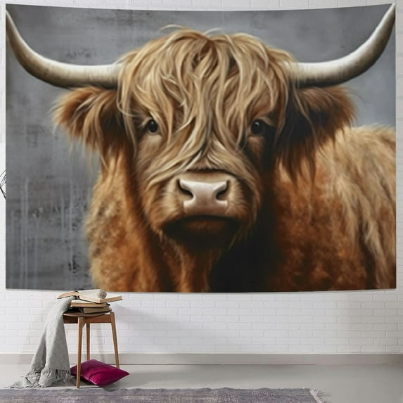 BCIIG Hairy Cow Tapestry Wall Hanging Unique Style Graphic Tapestries Home Wall Decor Art for Living Room Bedroom Apartment Farmhouse Dorm 40x60inch