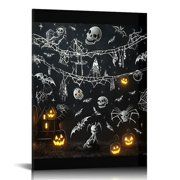 BCIIG Halloween Decorations Lights Gothic Art Aesthetic Poster Print Wall Painting for Home Office Decor Canvas Wall Art Living Room Bedroom 12x16 in