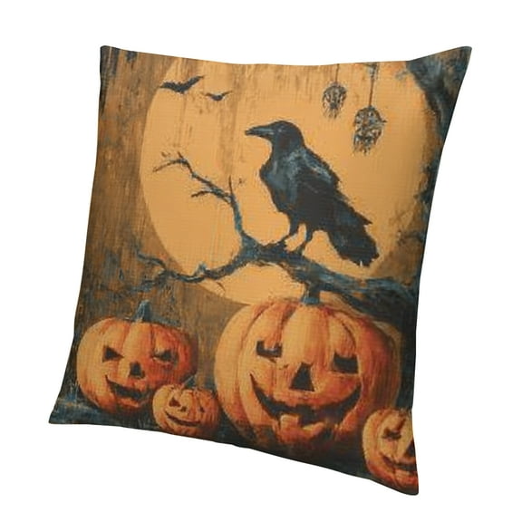 BCIIG Halloween Pumpkins Crow Pillow Case Short Plush 1PC 12x12in