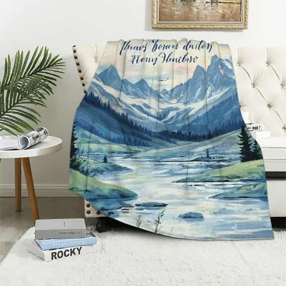 BCIIG Happy Birthday Blanket Gifts for Women Men/Friendship/Sister, Festival Party Decor,Lake Mountain Landscape Blankets,Unique Gift Ideas for Mom Dad Brother,Soft Cozy Lightweight Throws 40x50in