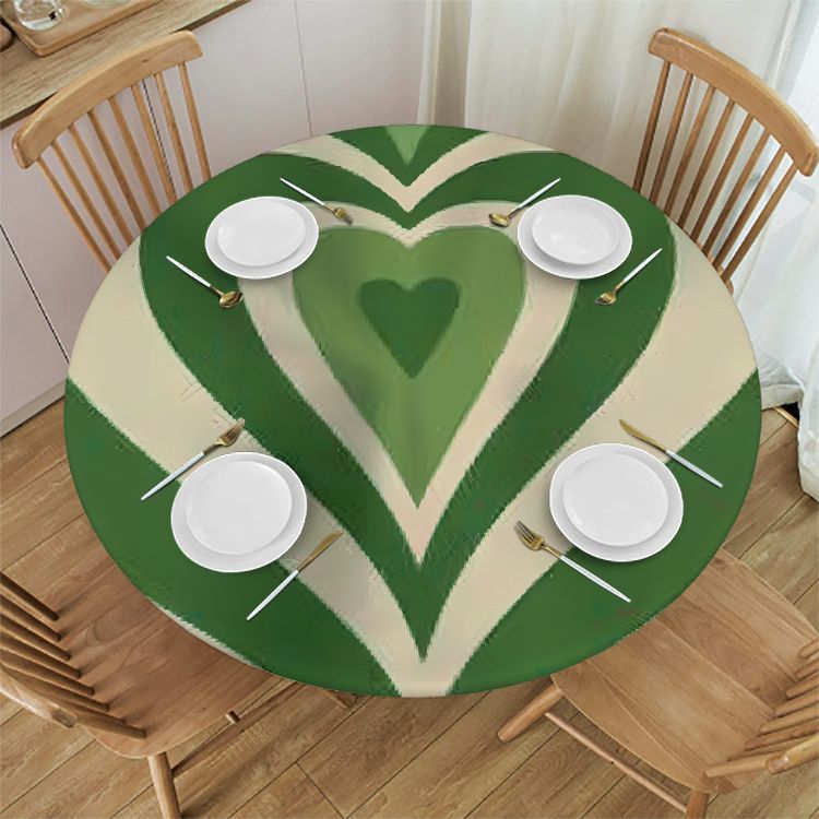 Round Table Covers Patterns BCIIG Heart Pattern Stripes Round Table Cover Stain Resistant Washable ...